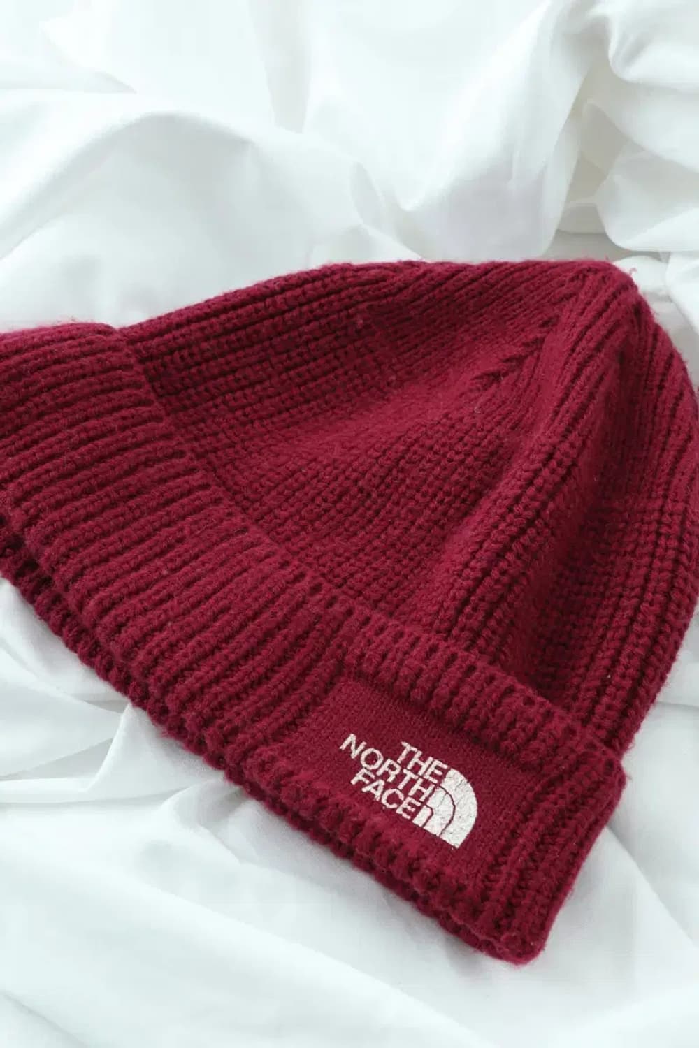 (F) 노스페이스 모자 비니 골지 니트 케이블 버건디 빅로고-272B 상품이미지1