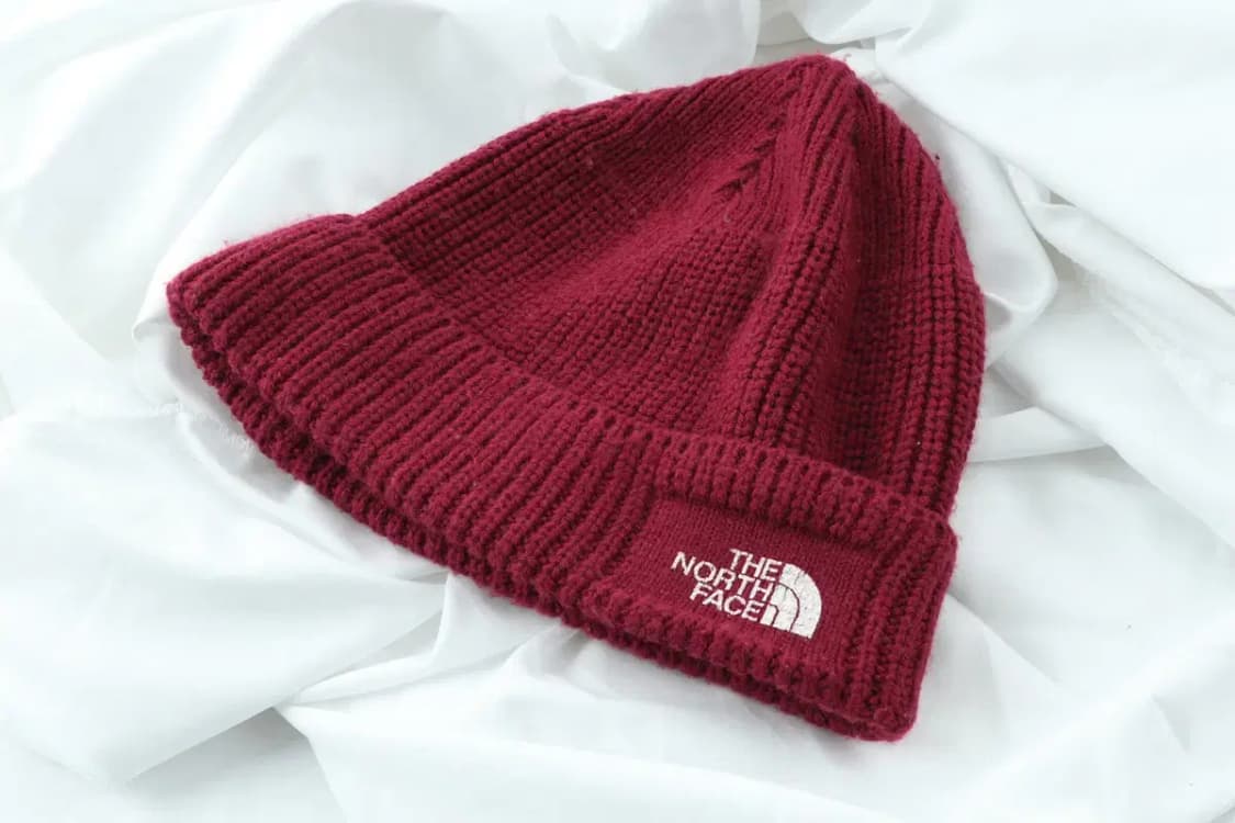 (F) 노스페이스 모자 비니 골지 니트 케이블 버건디 빅로고-272B 상품이미지2