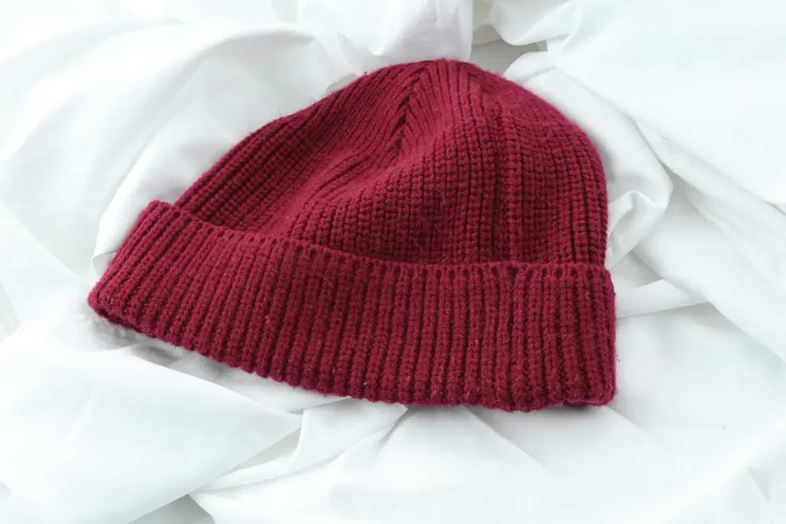 (F) 노스페이스 모자 비니 골지 니트 케이블 버건디 빅로고-272B 상품이미지3