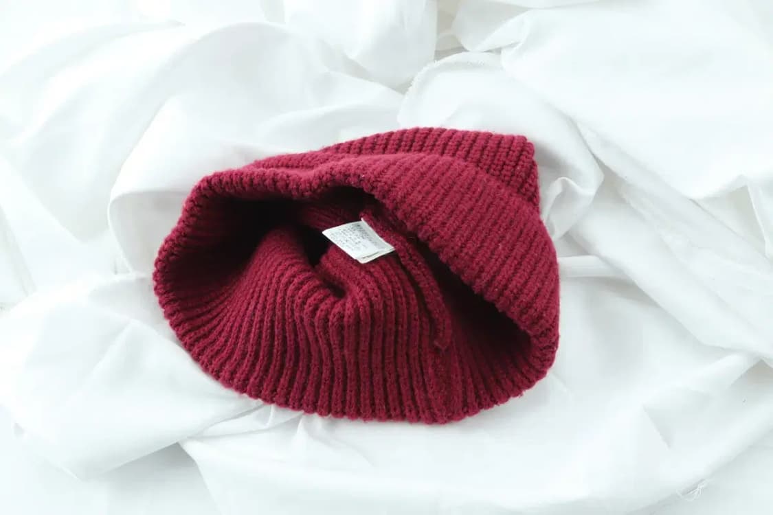 (F) 노스페이스 모자 비니 골지 니트 케이블 버건디 빅로고-272B 상품이미지4