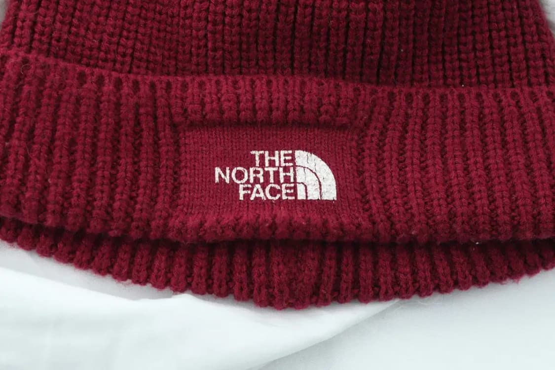 (F) 노스페이스 모자 비니 골지 니트 케이블 버건디 빅로고-272B 상품이미지5