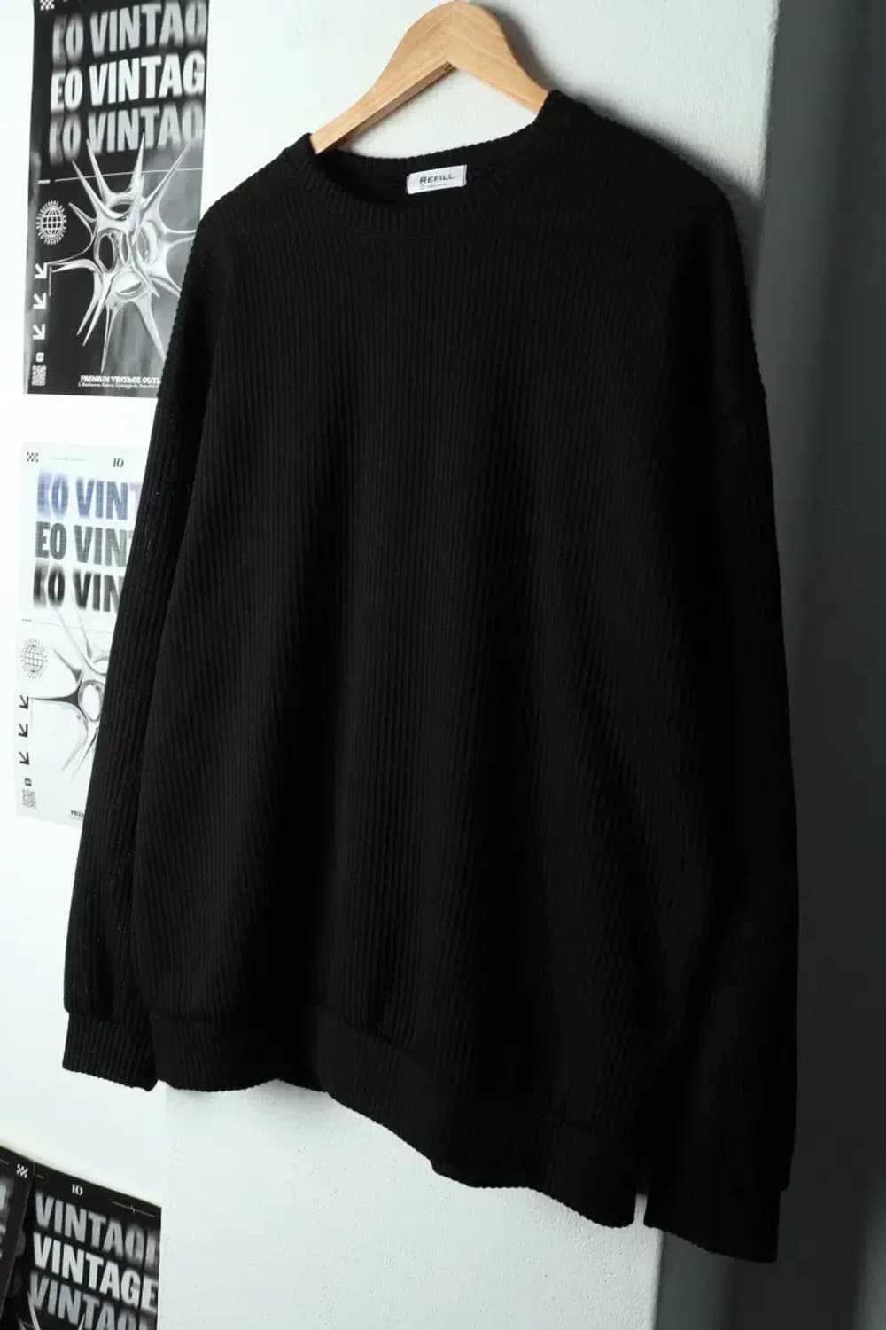 (XL-2XL) 브랜드빈티지 니트 골댄 무지 블랙-16864 상품이미지1