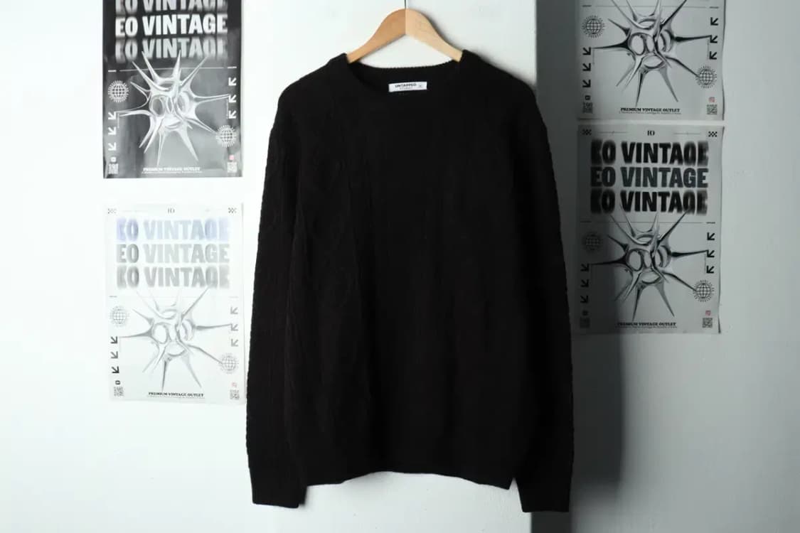 (M-L) 언탭드 스튜디오 니트 케이블 꽈배기 블랙-16868 상품이미지2