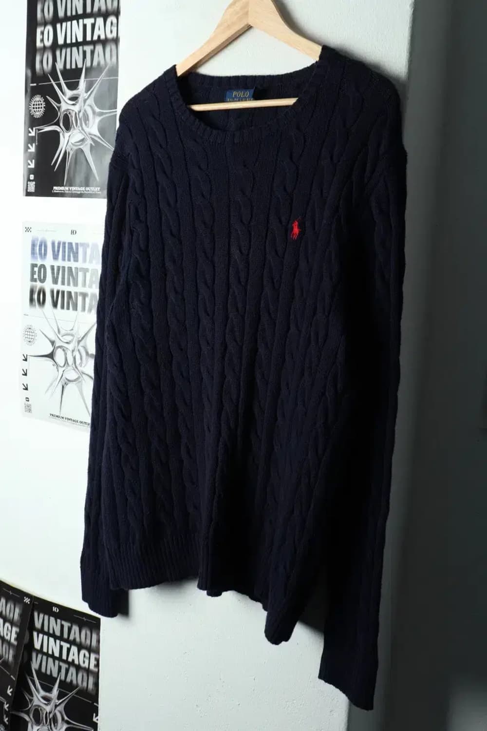 (L-XL) 폴로 랄프로렌 니트 네이비 케이블 꽈배기 레드포니-1686A 상품이미지1
