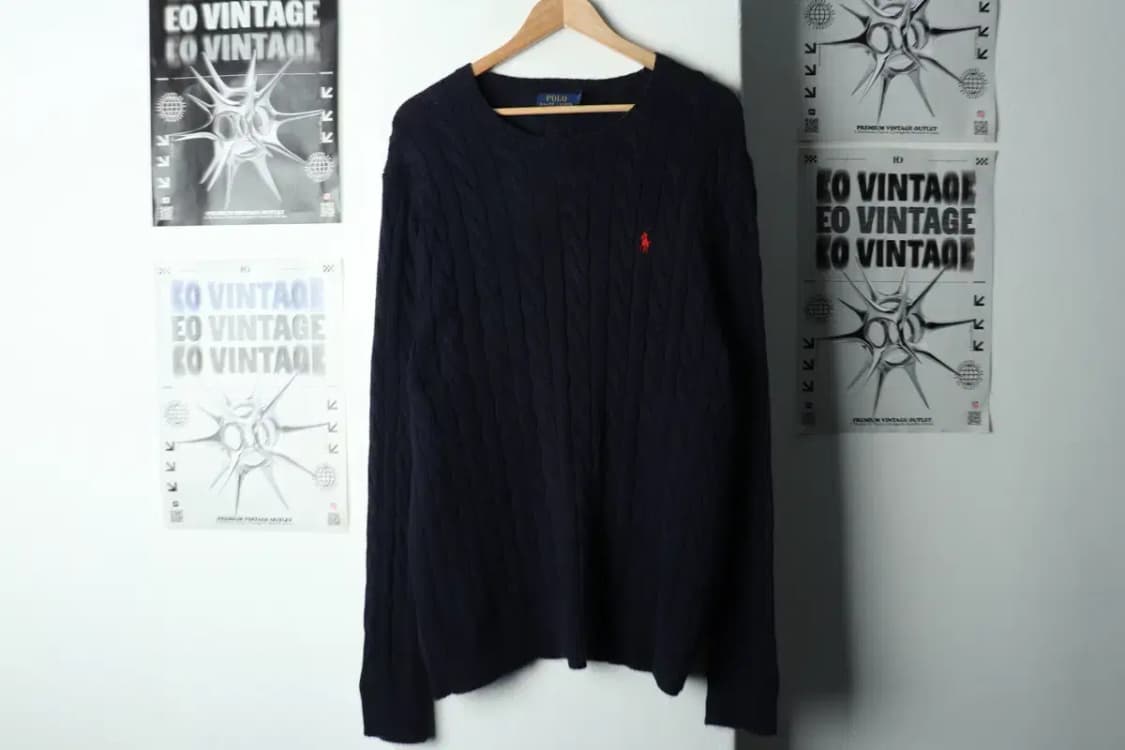 (L-XL) 폴로 랄프로렌 니트 네이비 케이블 꽈배기 레드포니-1686A 상품이미지2