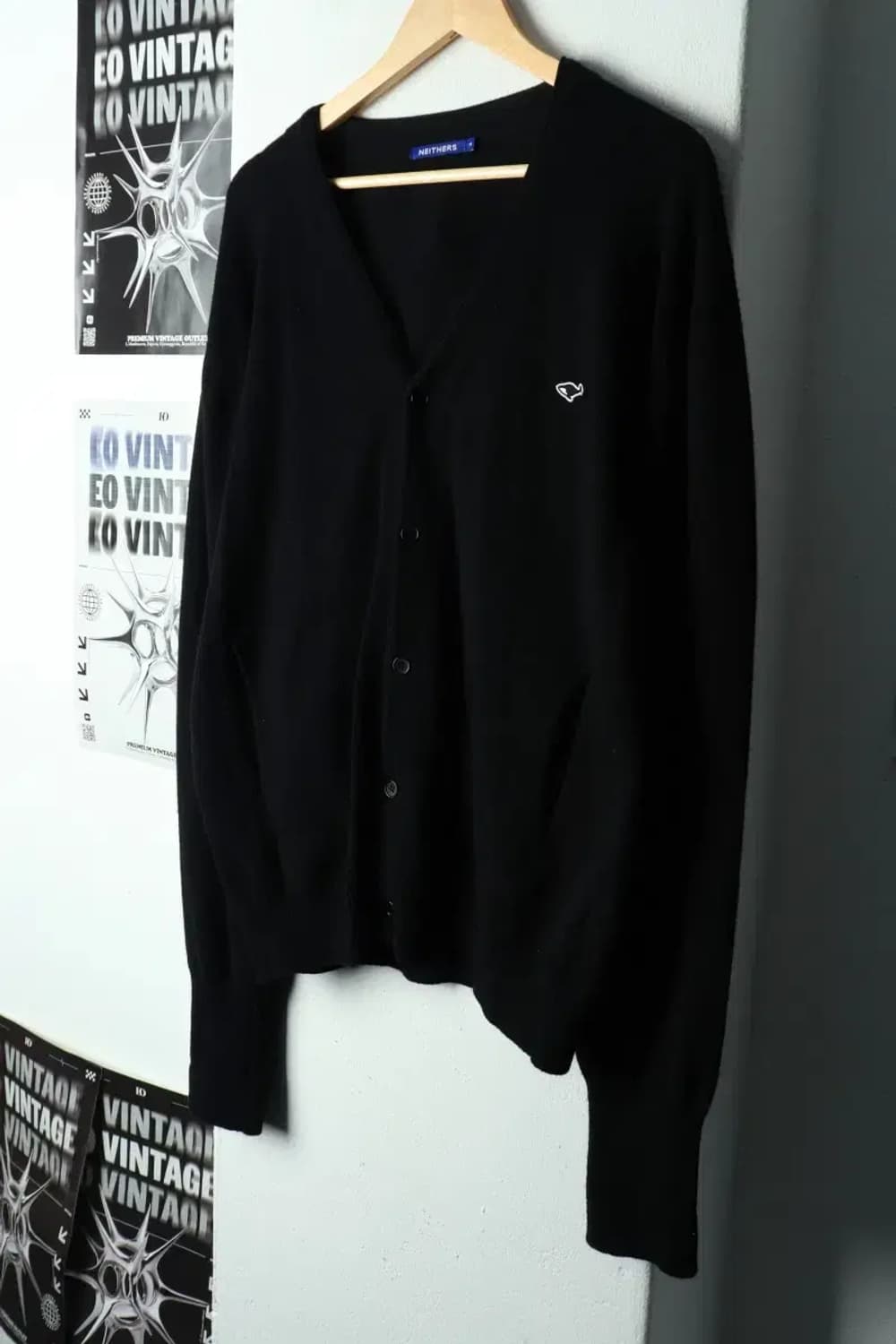 (2XL) 네이더스 니트 가디건 빅사이즈 캐시미어 블랙-1686D 상품이미지1