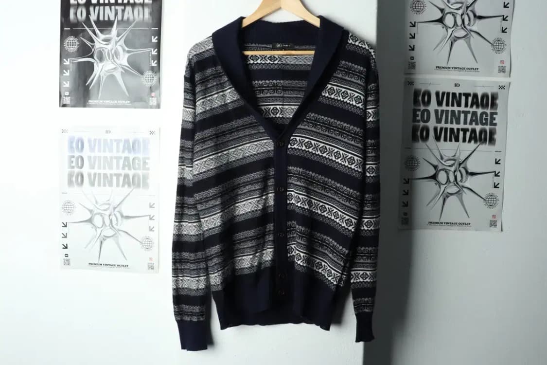 (M-L) 브랜드빈티지 니트 가디건 노르딕 네이비 울-1686F 상품이미지2