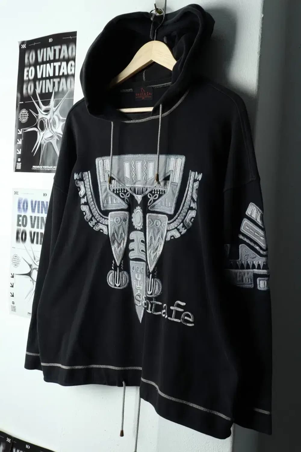 (M-L) 브랜드빈티지 후드티셔츠 아즈텍 스티치 블랙 재팬-16877 상품이미지1
