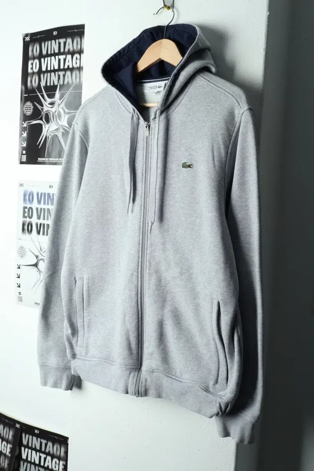 (XL-2XL) 라코스테 후드집업 빅사이즈 기모 그레이-1687A 상품이미지1