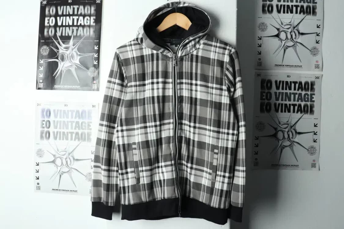 (M) 메일엔코 후드집업 체크 그레이 일본-1687D 상품이미지2