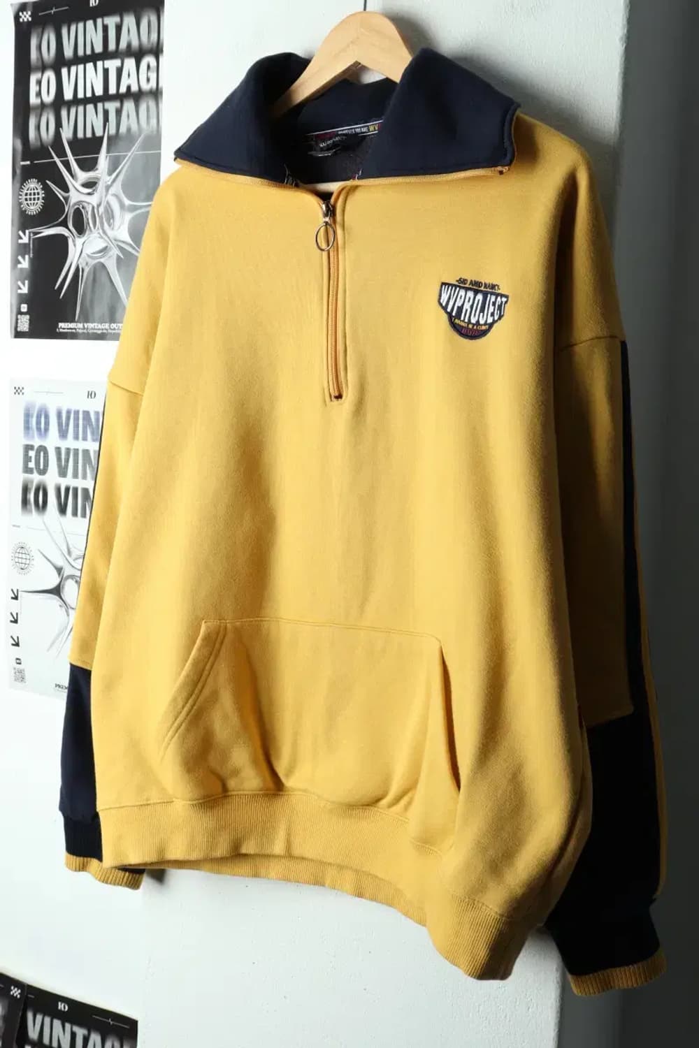 (L-XL) 맨투맨 티셔츠 반집업 머스타드 올드스쿨-1687E 상품이미지1