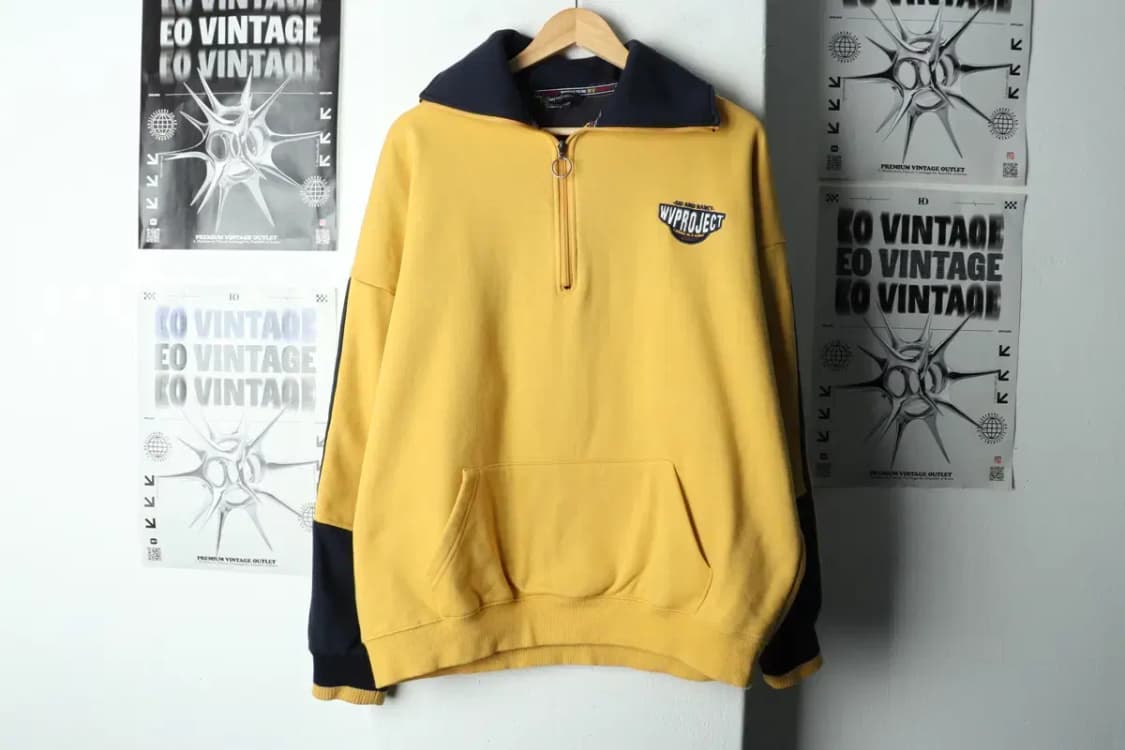 (L-XL) 맨투맨 티셔츠 반집업 머스타드 올드스쿨-1687E 상품이미지2