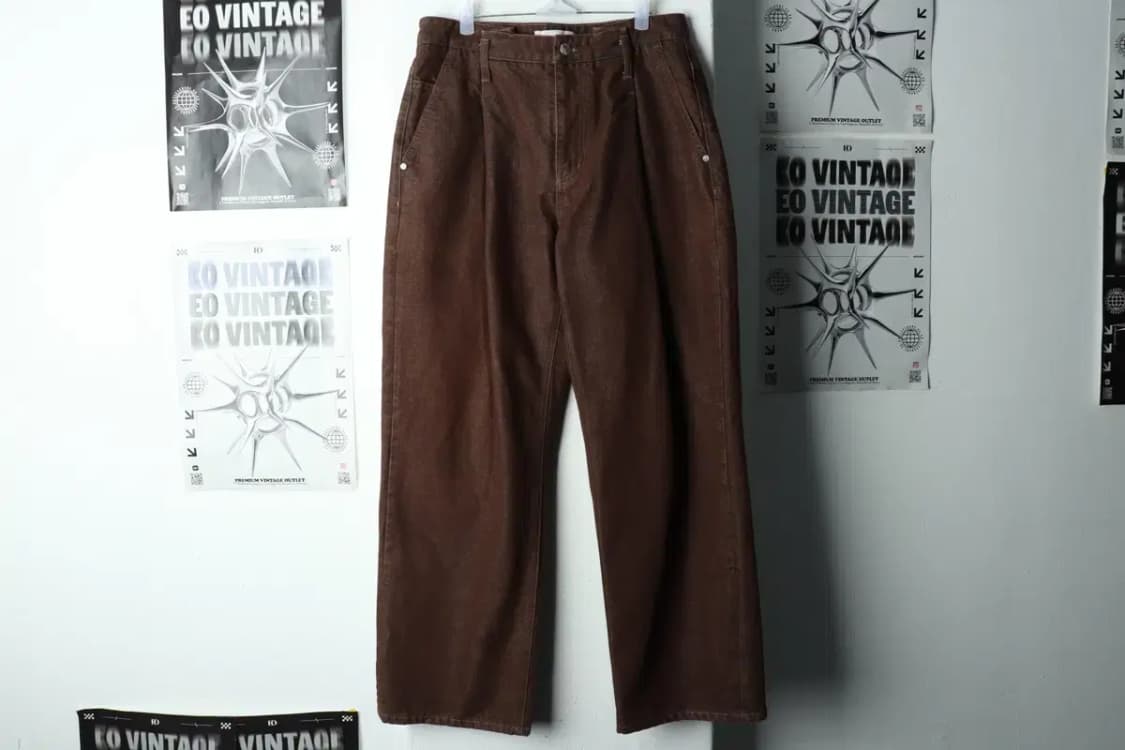 (M-L) 미나브 면바지 팬츠 원턱 와이드 브라운-2356 상품이미지2