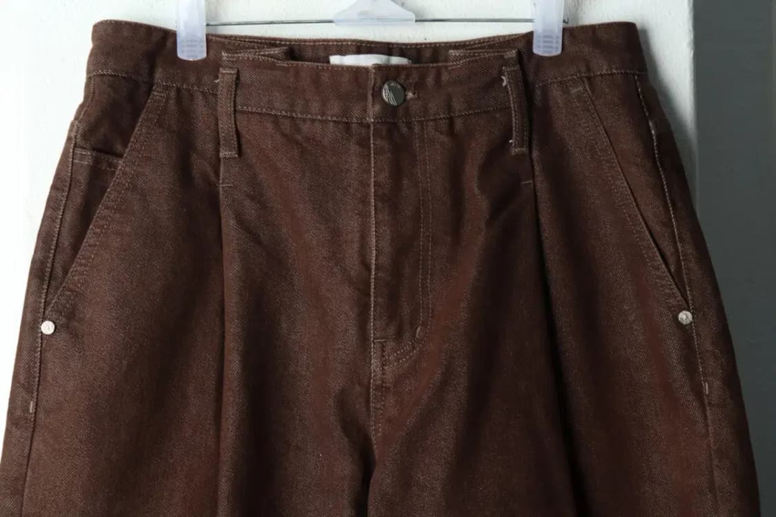 (M-L) 미나브 면바지 팬츠 원턱 와이드 브라운-2356 상품이미지3