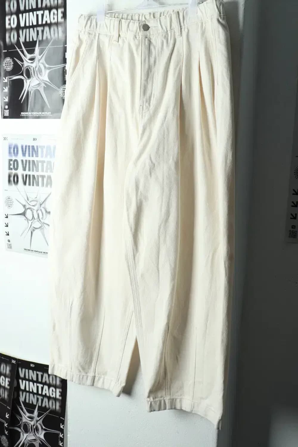 (L-XL) 무신사 스탠다드 면바지 팬츠 밴딩 와이드 크림-2359 상품이미지1