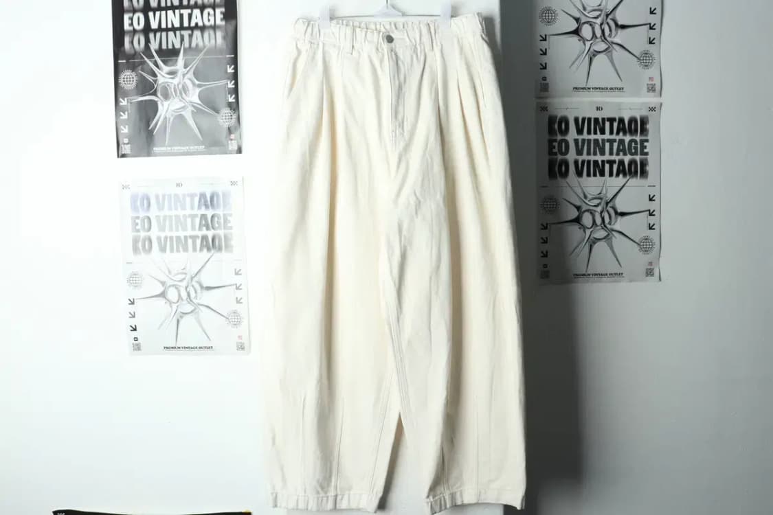 (L-XL) 무신사 스탠다드 면바지 팬츠 밴딩 와이드 크림-2359 상품이미지2