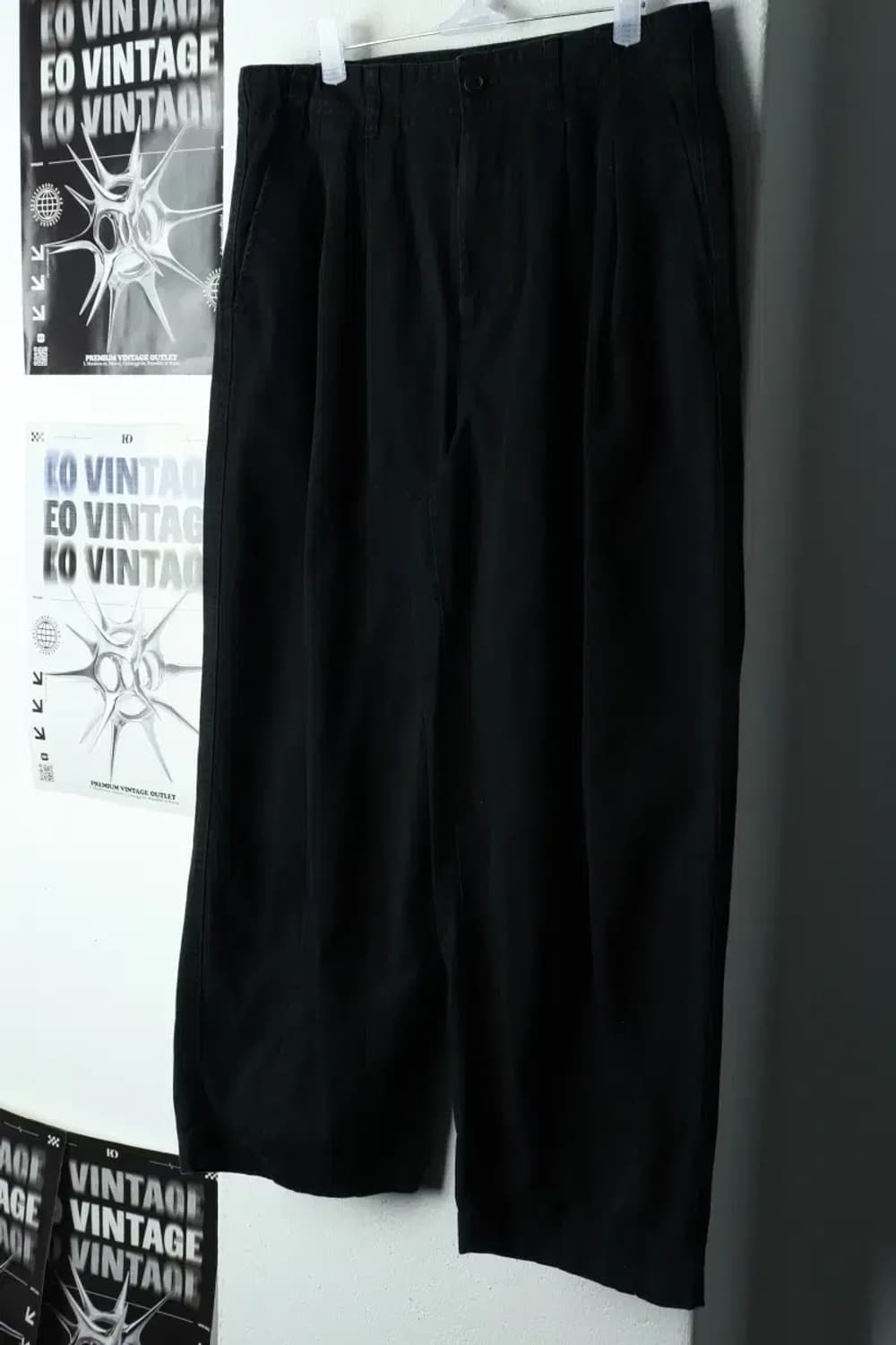 (M-L) 무신사 스탠다드 면바지 팬츠 투턱 블랙 아메카지-235A 상품이미지1