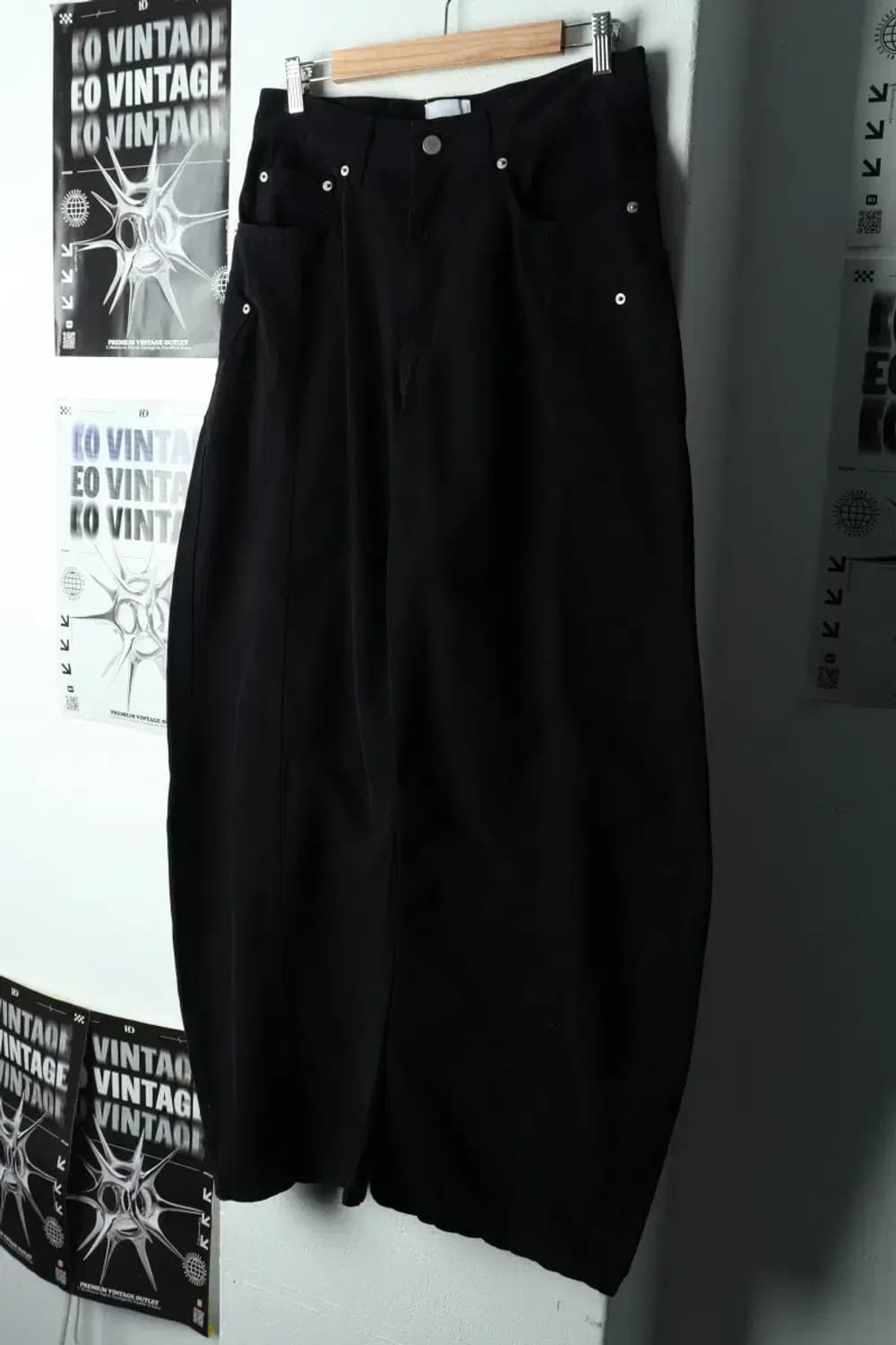 (M) 아케시 면바지 팬츠 벌룬핏 와이드 블랙-235C 상품이미지1