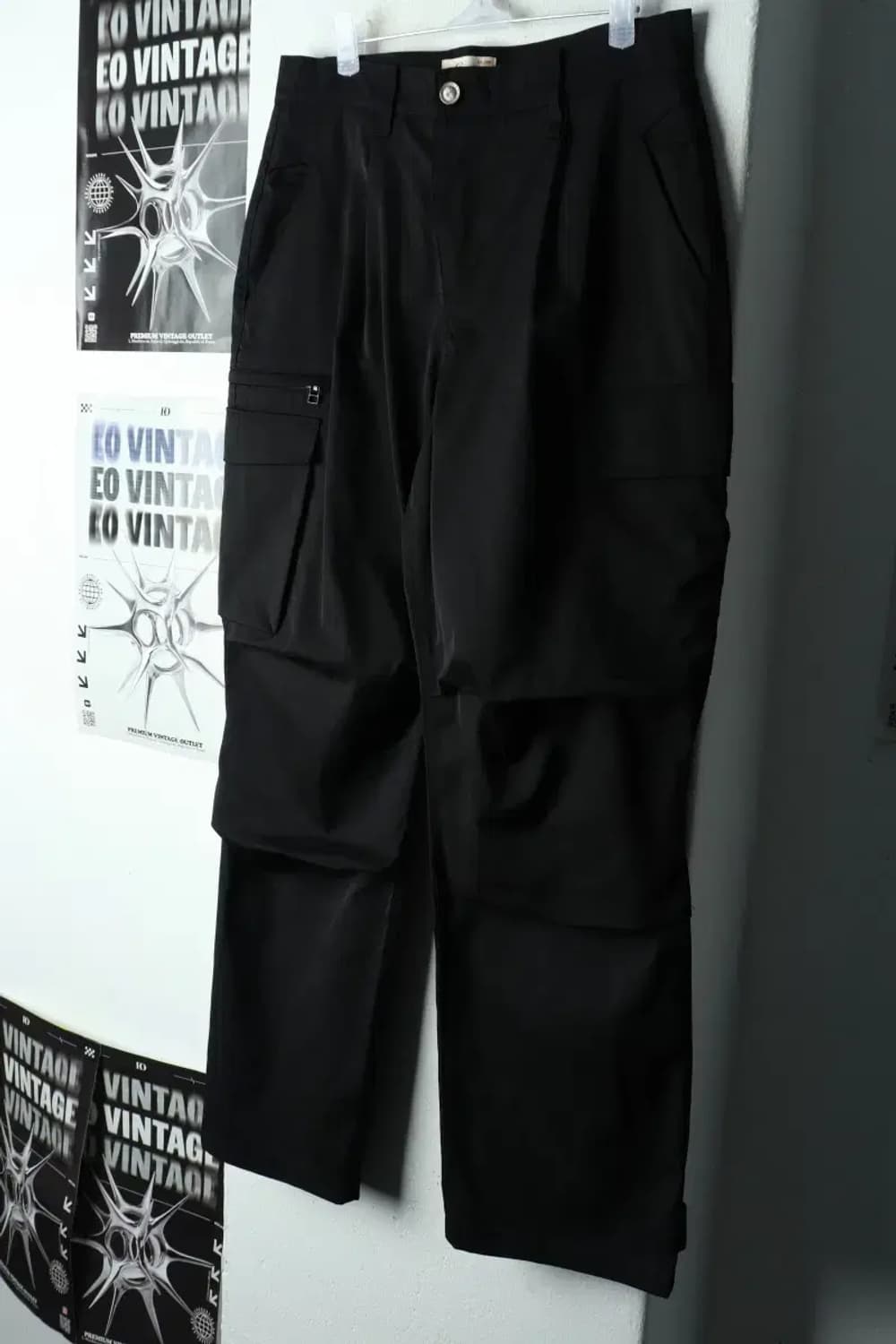 (M-L) 면바지 팬츠 카고 블랙 폴리 테크웨어-235D 상품이미지1