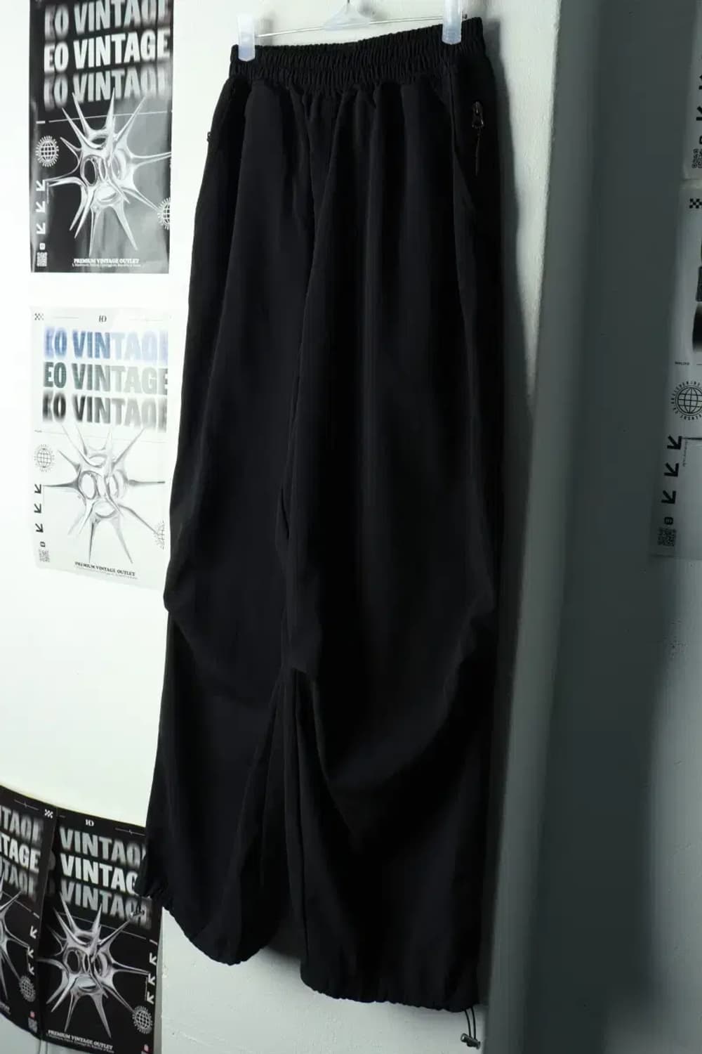 W(F) 브랜드빈티지 트레이닝복 바지 블랙 폴리 조거-236F 상품이미지1