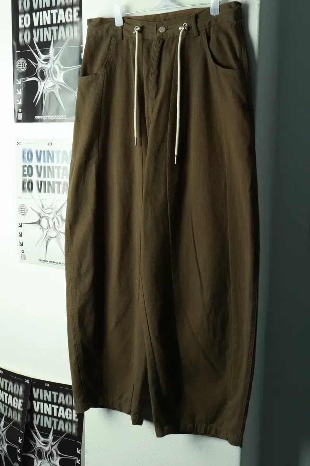 (M-L) 굿라이프웍스 면바지 팬츠 와이드 카키 아메카지-2376 상품이미지1