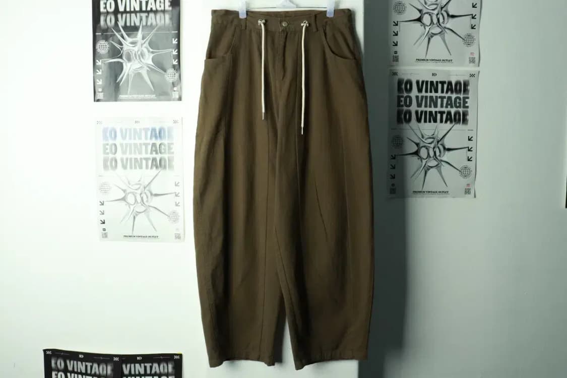 (M-L) 굿라이프웍스 면바지 팬츠 와이드 카키 아메카지-2376 상품이미지2