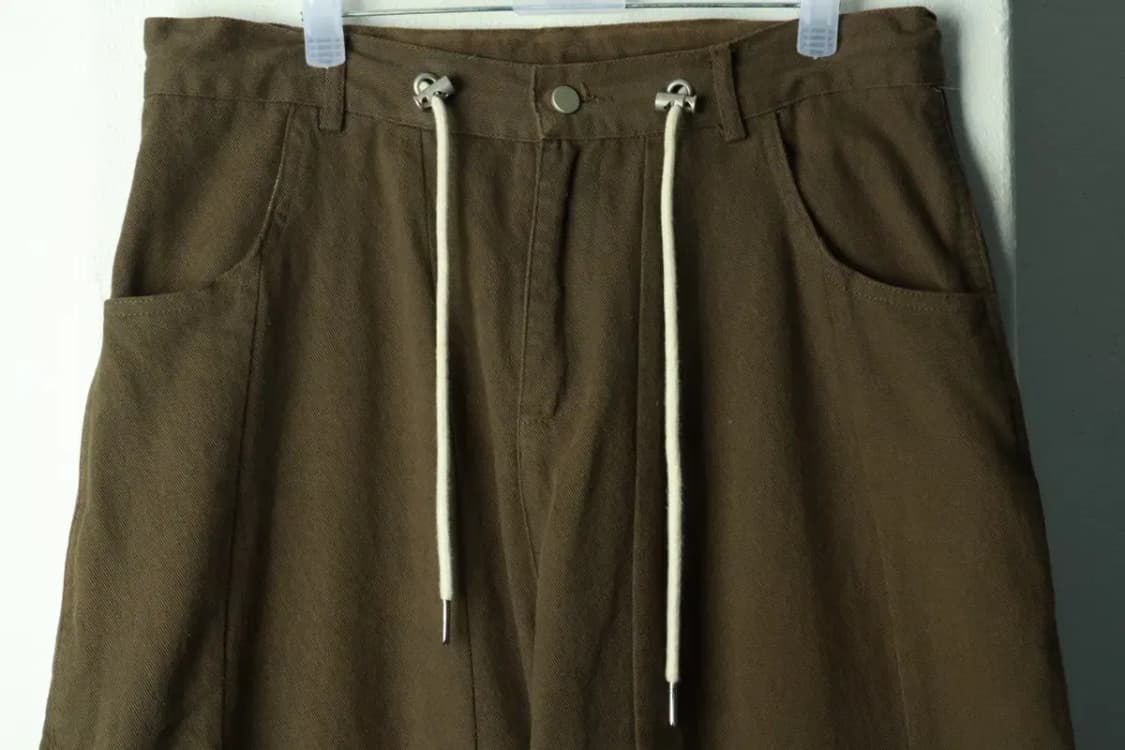 (M-L) 굿라이프웍스 면바지 팬츠 와이드 카키 아메카지-2376 상품이미지3