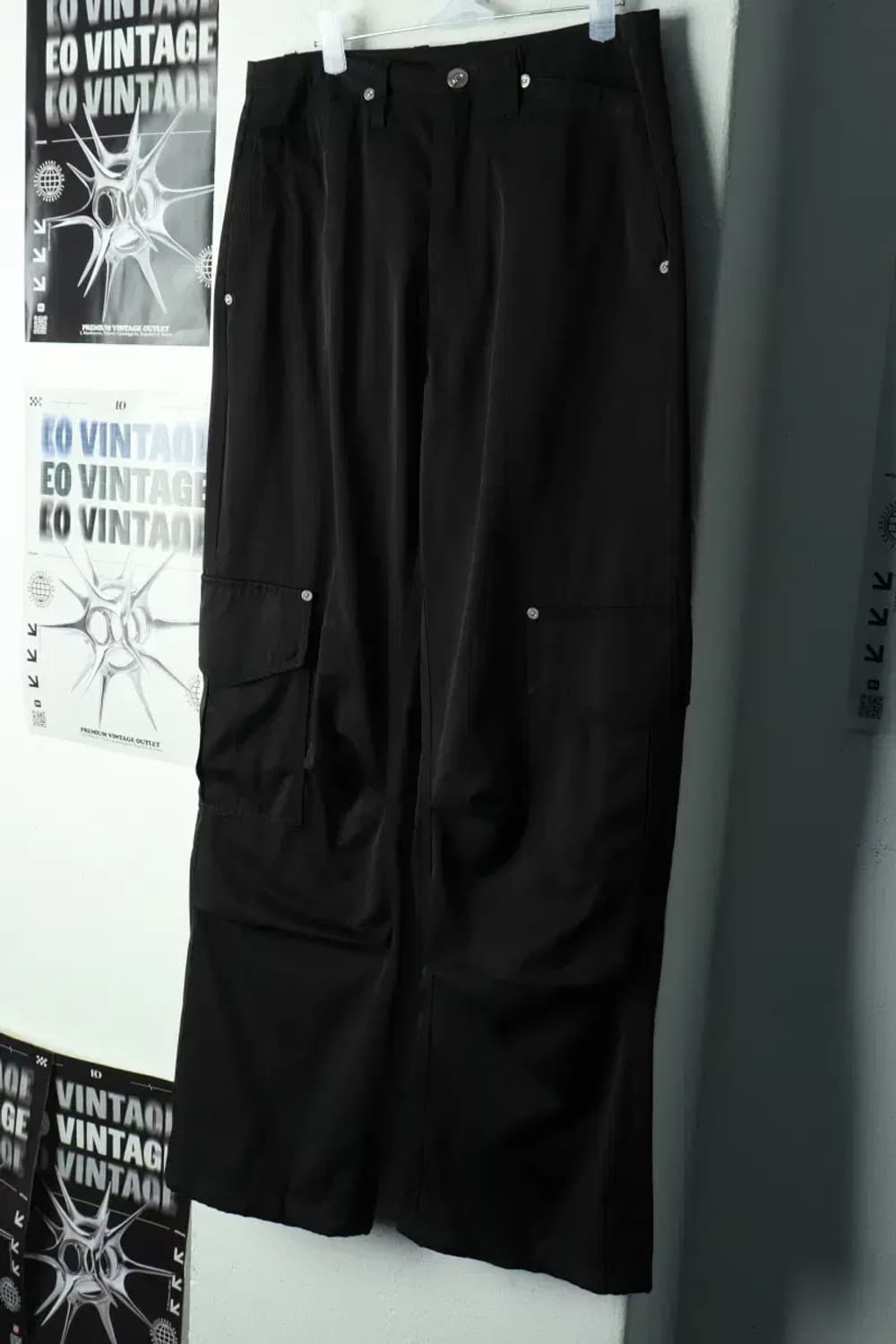 (S-M) 새터 면바지 팬츠 카고 스트릿 블랙-2390 상품이미지1