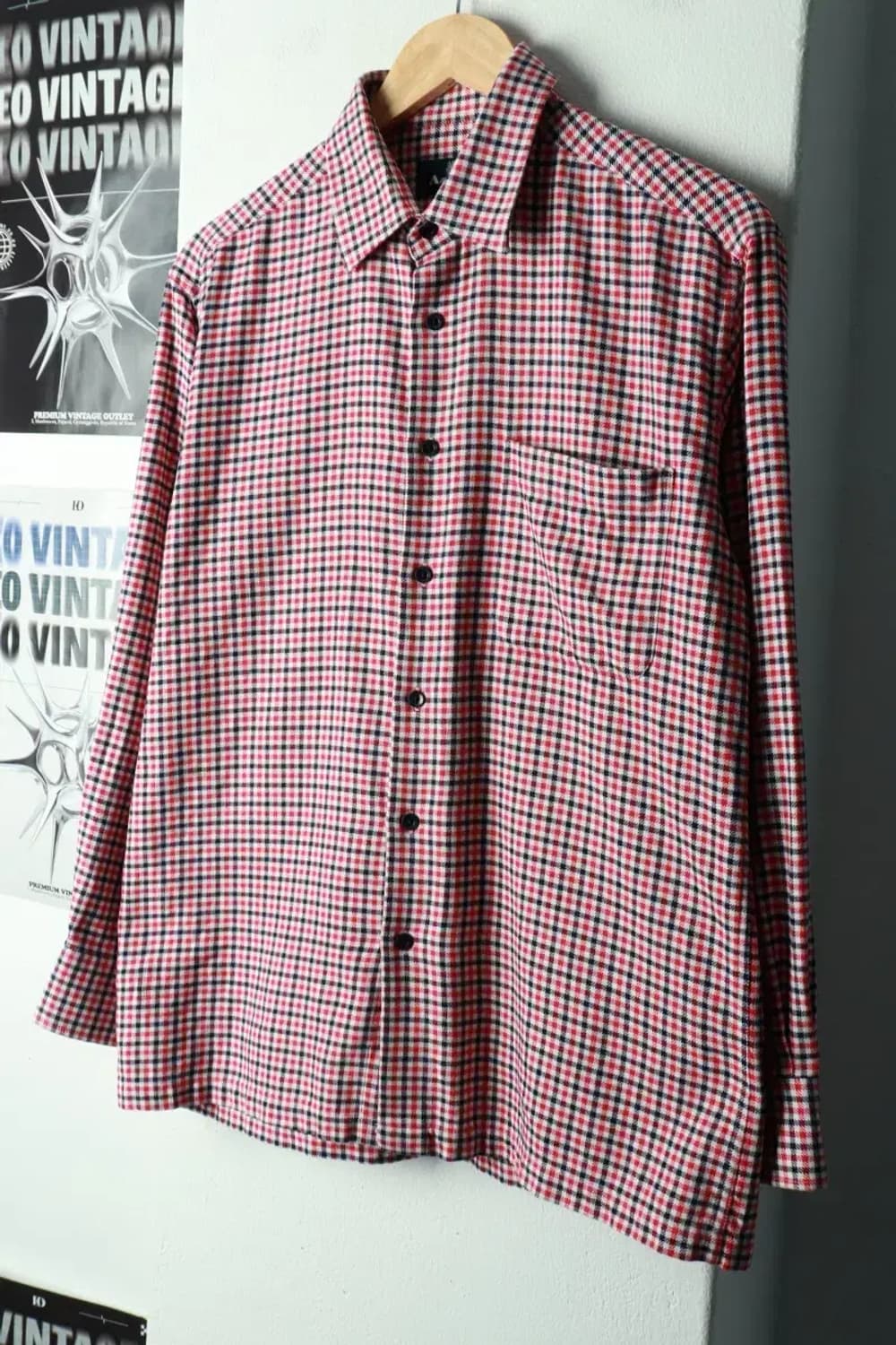 (L) 아쿠아스큐텀 셔츠 남방 패턴 플란넬 레드 겨울용 기모-168EF 상품이미지1