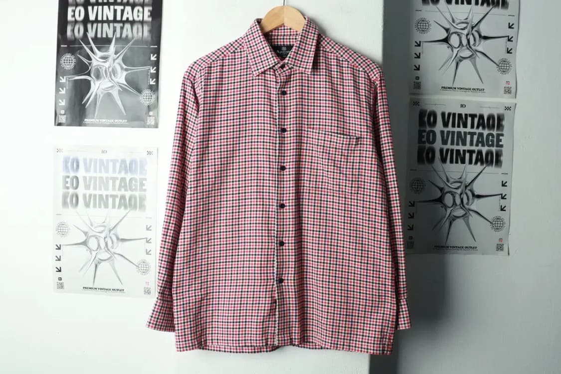 (L) 아쿠아스큐텀 셔츠 남방 패턴 플란넬 레드 겨울용 기모-168EF 상품이미지2