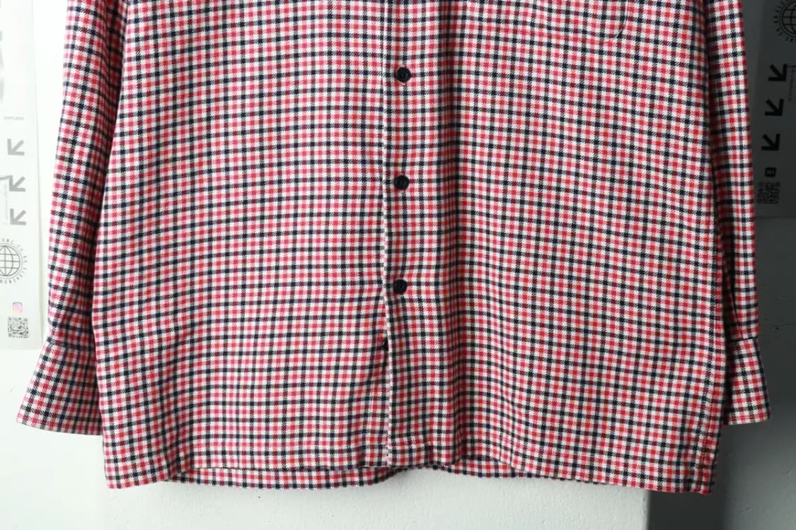 (L) 아쿠아스큐텀 셔츠 남방 패턴 플란넬 레드 겨울용 기모-168EF 상품이미지4