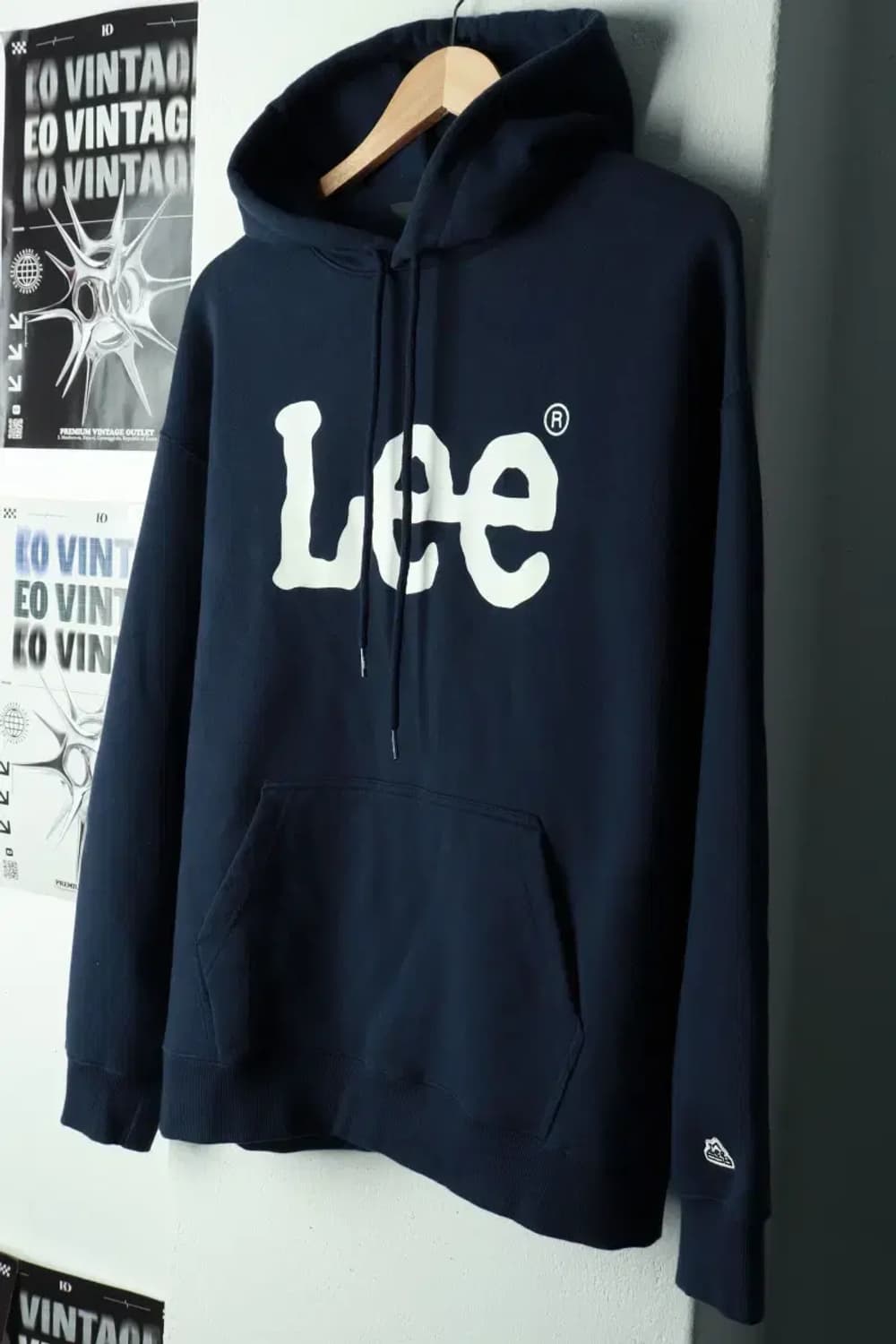 (M-L) 리 후드티셔츠 빅로고 네이비-168F0 상품이미지1