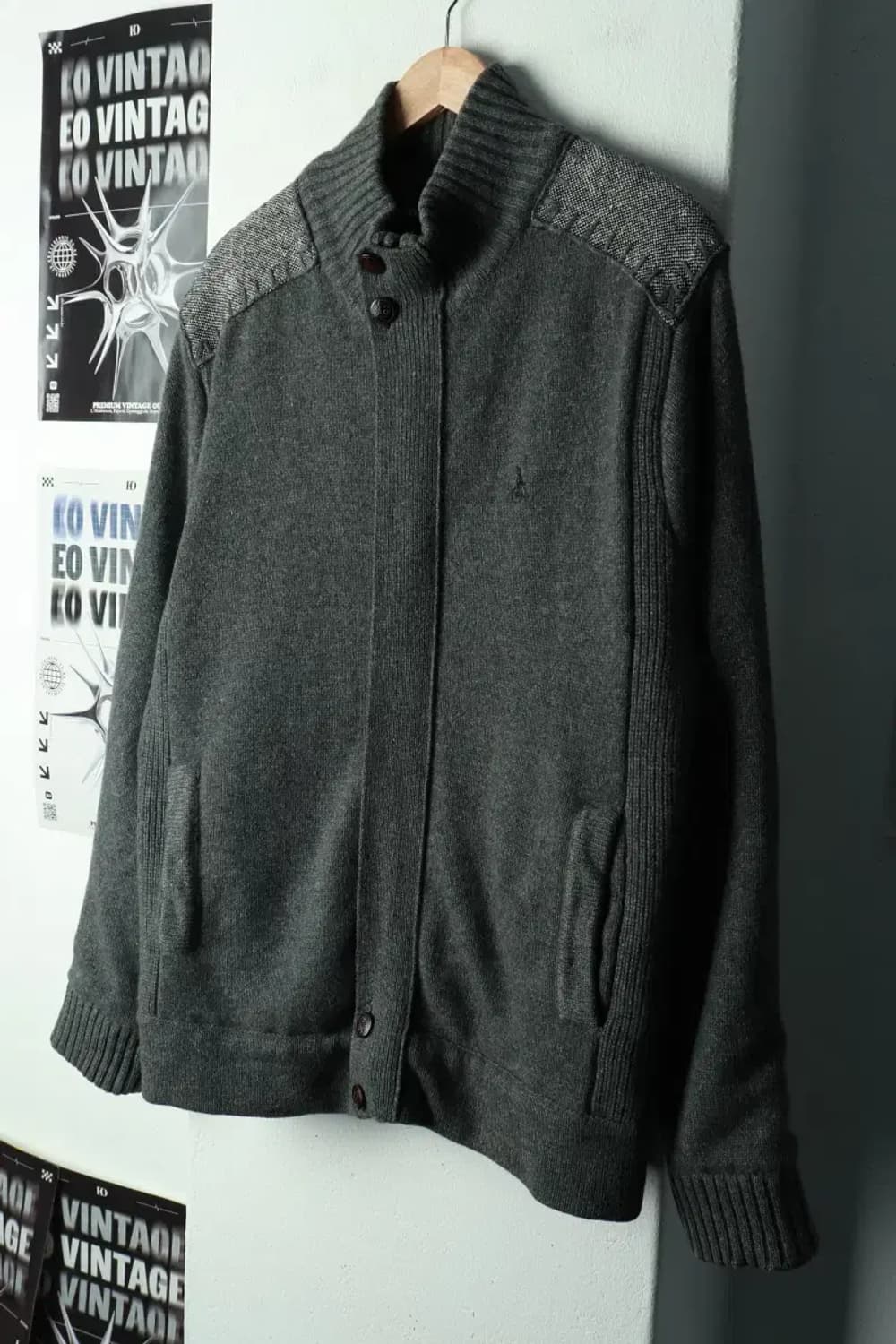 (L-XL) 빈폴 집업 바람막이 점퍼자켓 니트 그레이 내피-168F3 상품이미지1