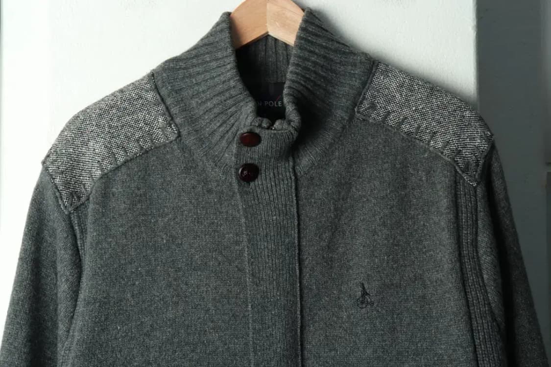 (L-XL) 빈폴 집업 바람막이 점퍼자켓 니트 그레이 내피-168F3 상품이미지3