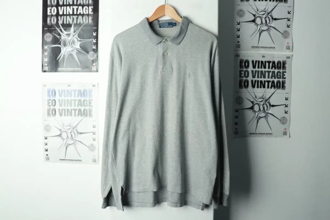 (XL-2XL) 폴로 랄프로렌 카라 긴팔티셔츠 패턴 그레이-168F4 상품이미지2