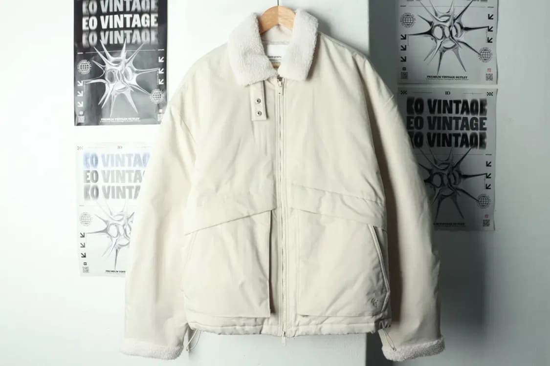 W(L-XL) 코드그라피 패딩 점퍼자켓 무스탕 아이보리 폴리-168F8 상품이미지2