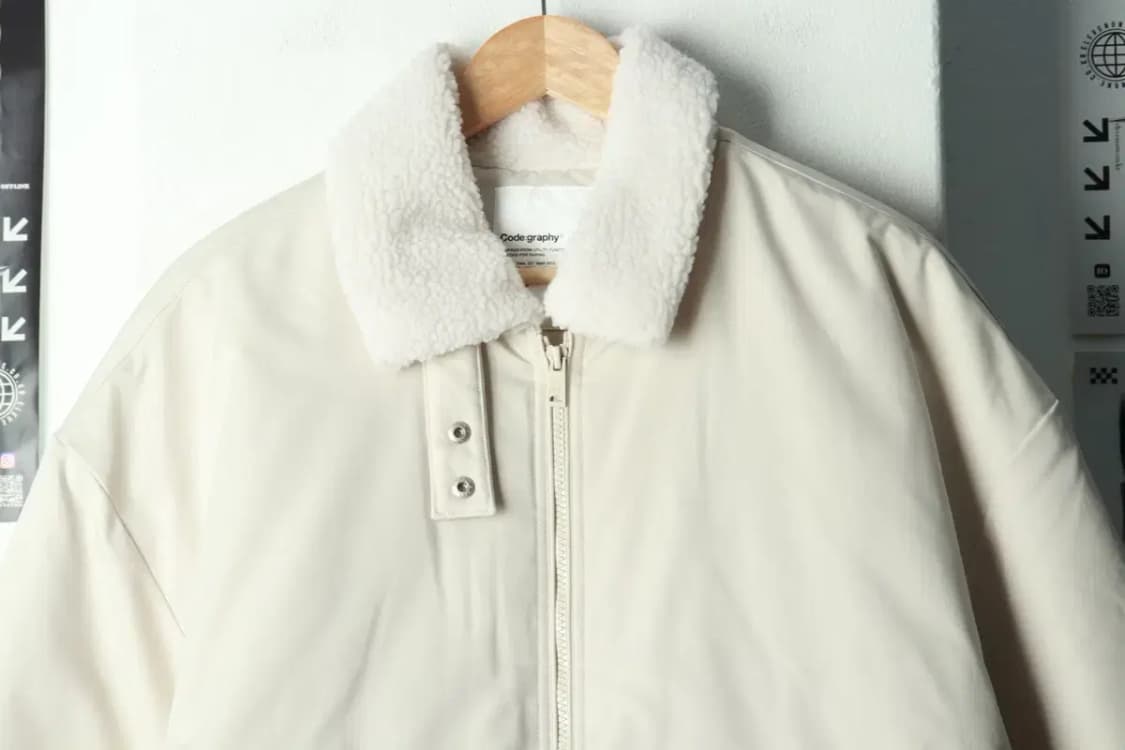 W(L-XL) 코드그라피 패딩 점퍼자켓 무스탕 아이보리 폴리-168F8 상품이미지3