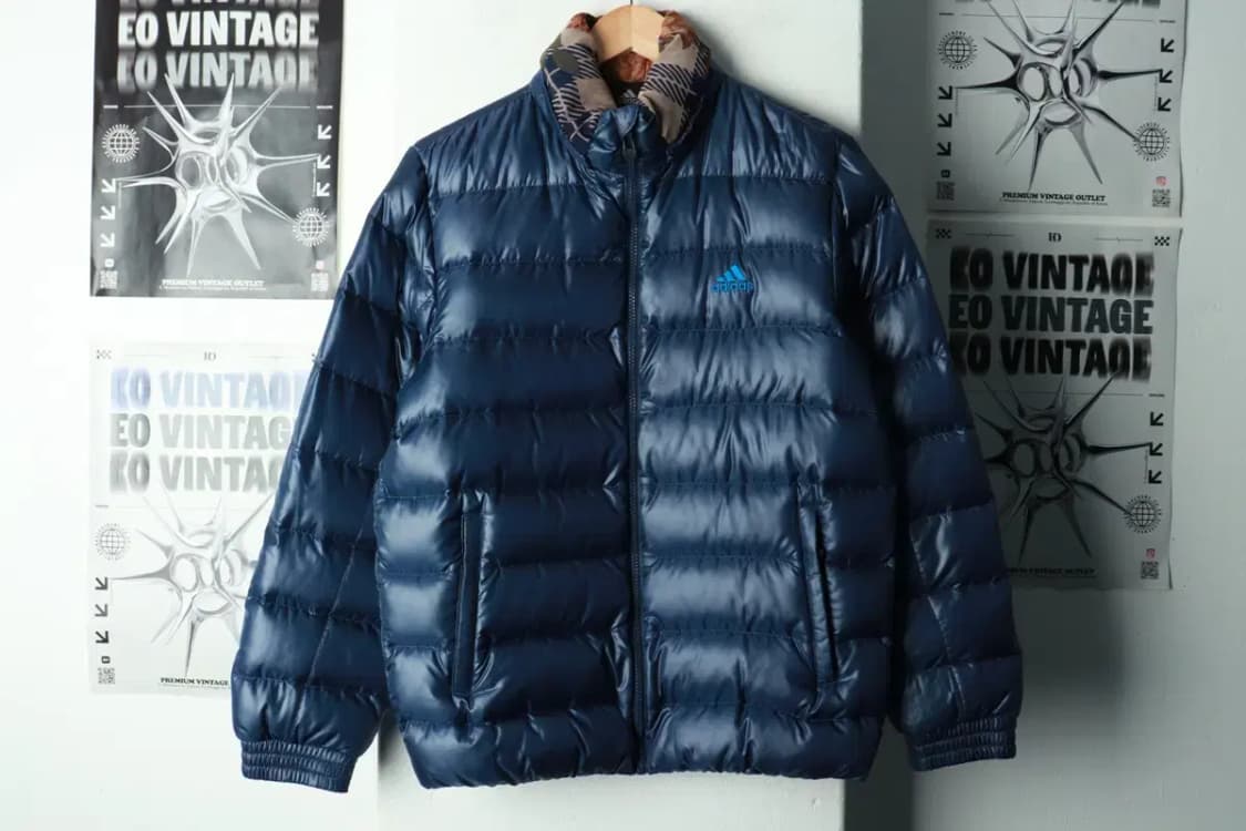 (M) 아디다스 패딩 점퍼자켓 커스텀 경량 구스다운 블루-16901 상품이미지3