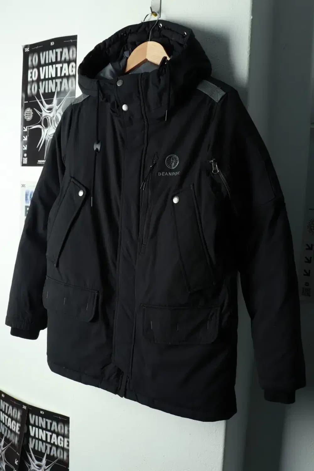 (S-M) 빈폴 패딩 점퍼자켓 테크웨어 블랙 올드스쿨 푸퍼-1690F 상품이미지1