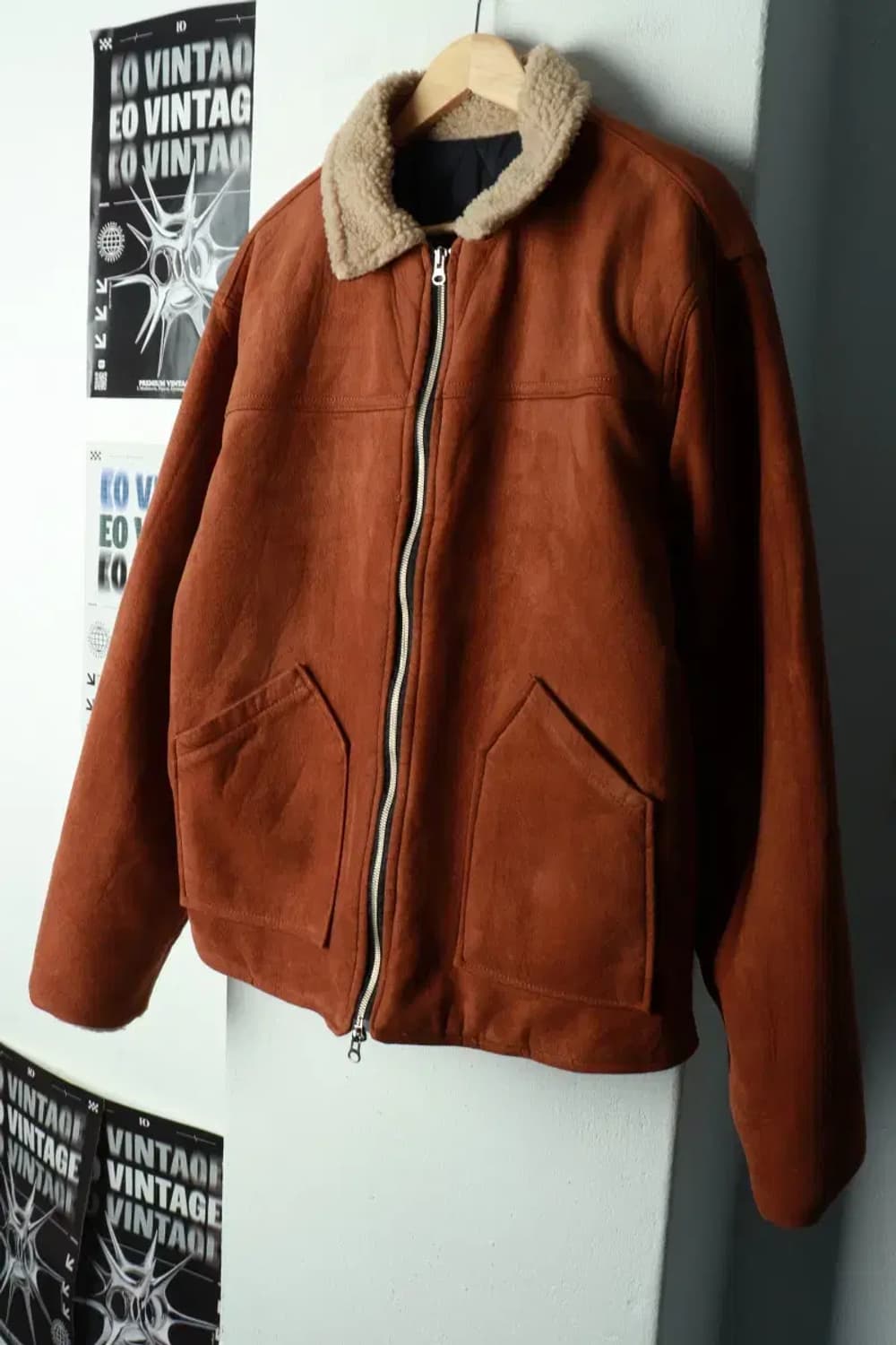 (F) 브랜드빈티지 집업 바람막이 점퍼자켓 스웨이드 블루종-16917 상품이미지1