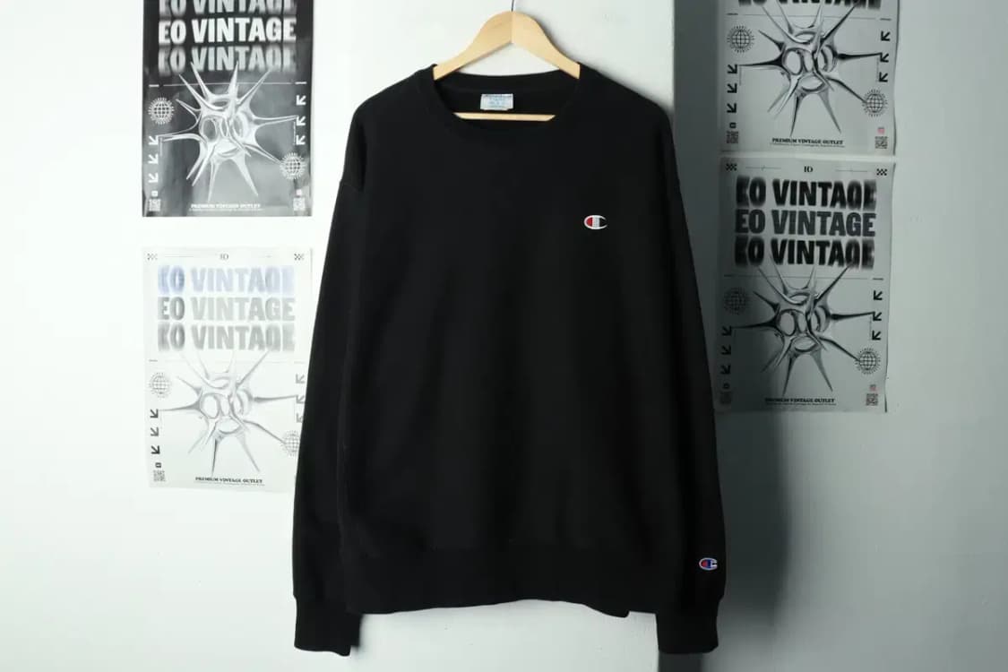 (3XL) 챔피온 맨투맨 티셔츠 빅사이즈 리버스위브 블랙 기모-16924 상품이미지2