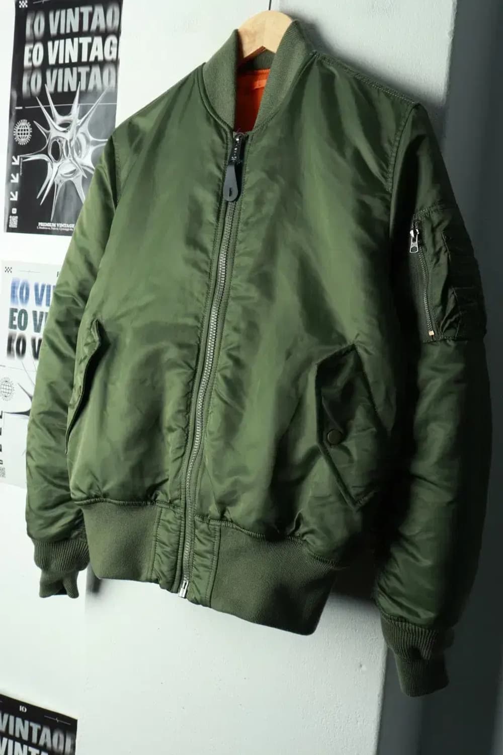 (S-M) 알파인더스트리 집업 바람막이 점퍼자켓 카키 항공-16936 상품이미지1