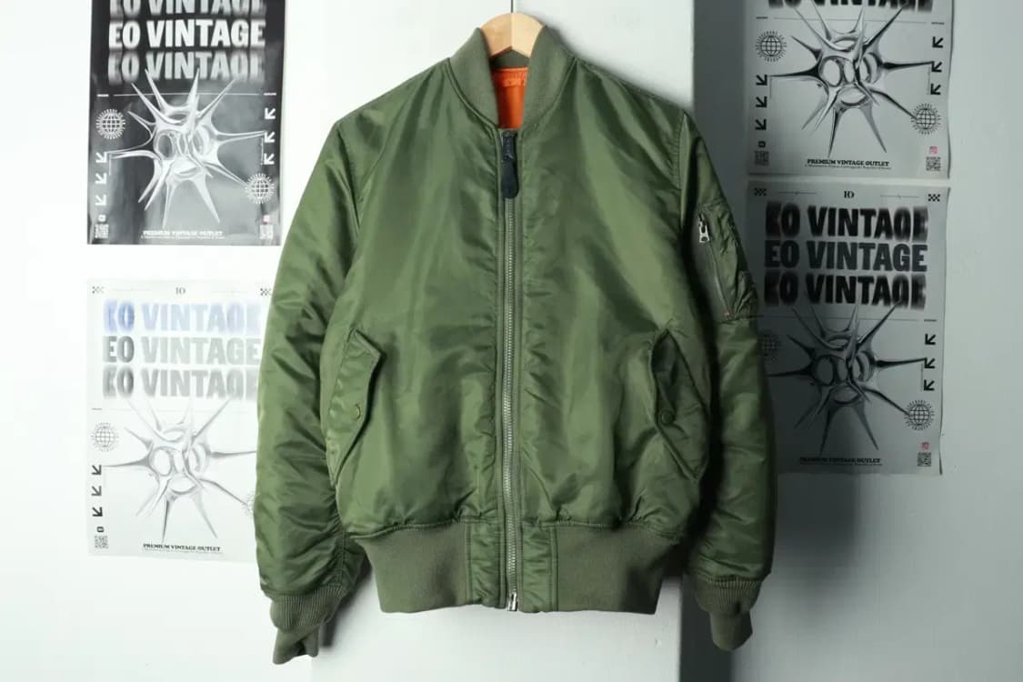 (S-M) 알파인더스트리 집업 바람막이 점퍼자켓 카키 항공-16936 상품이미지2