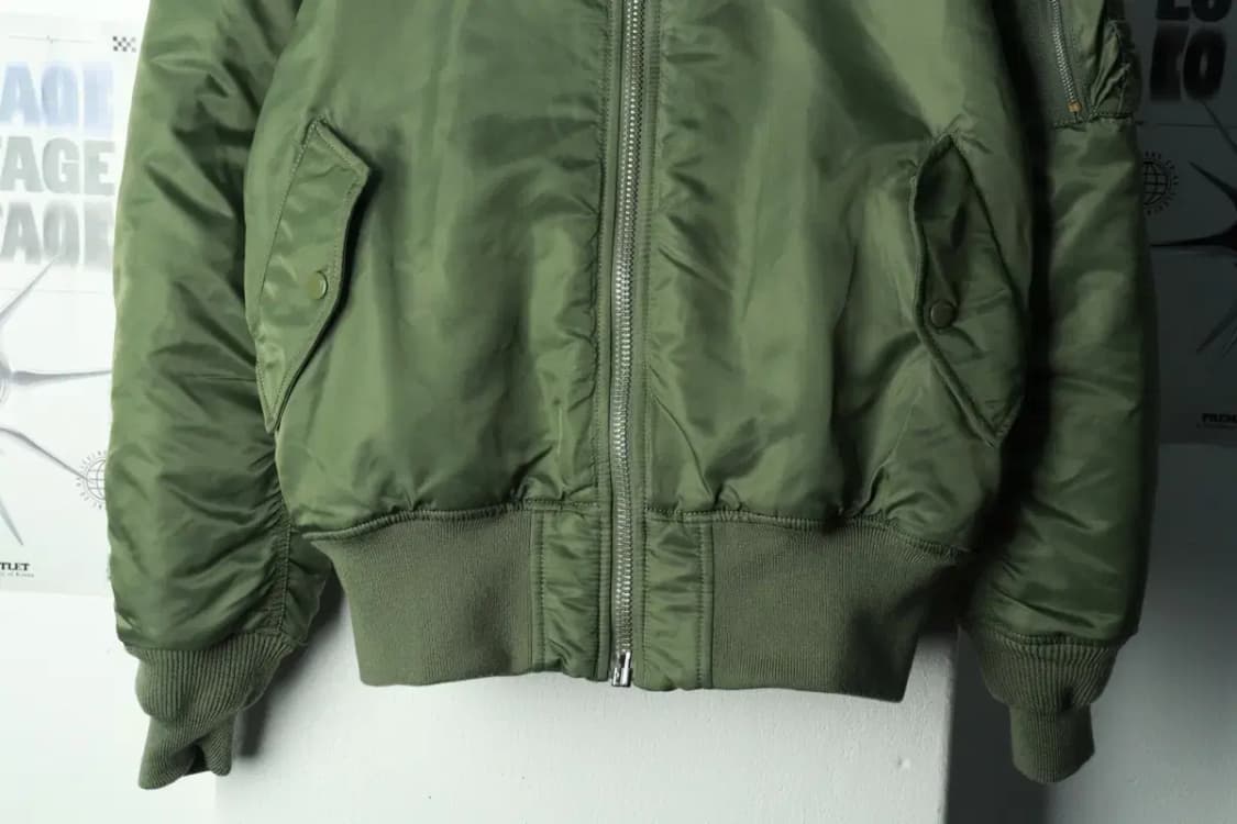 (S-M) 알파인더스트리 집업 바람막이 점퍼자켓 카키 항공-16936 상품이미지4