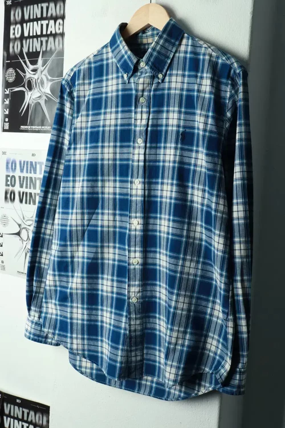 (M-L) 폴로 랄프로렌 셔츠 남방 체크 블루 포니-16938 상품이미지1