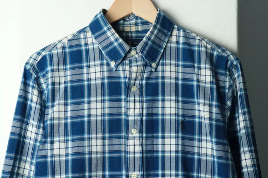 (M-L) 폴로 랄프로렌 셔츠 남방 체크 블루 포니-16938 상품이미지3