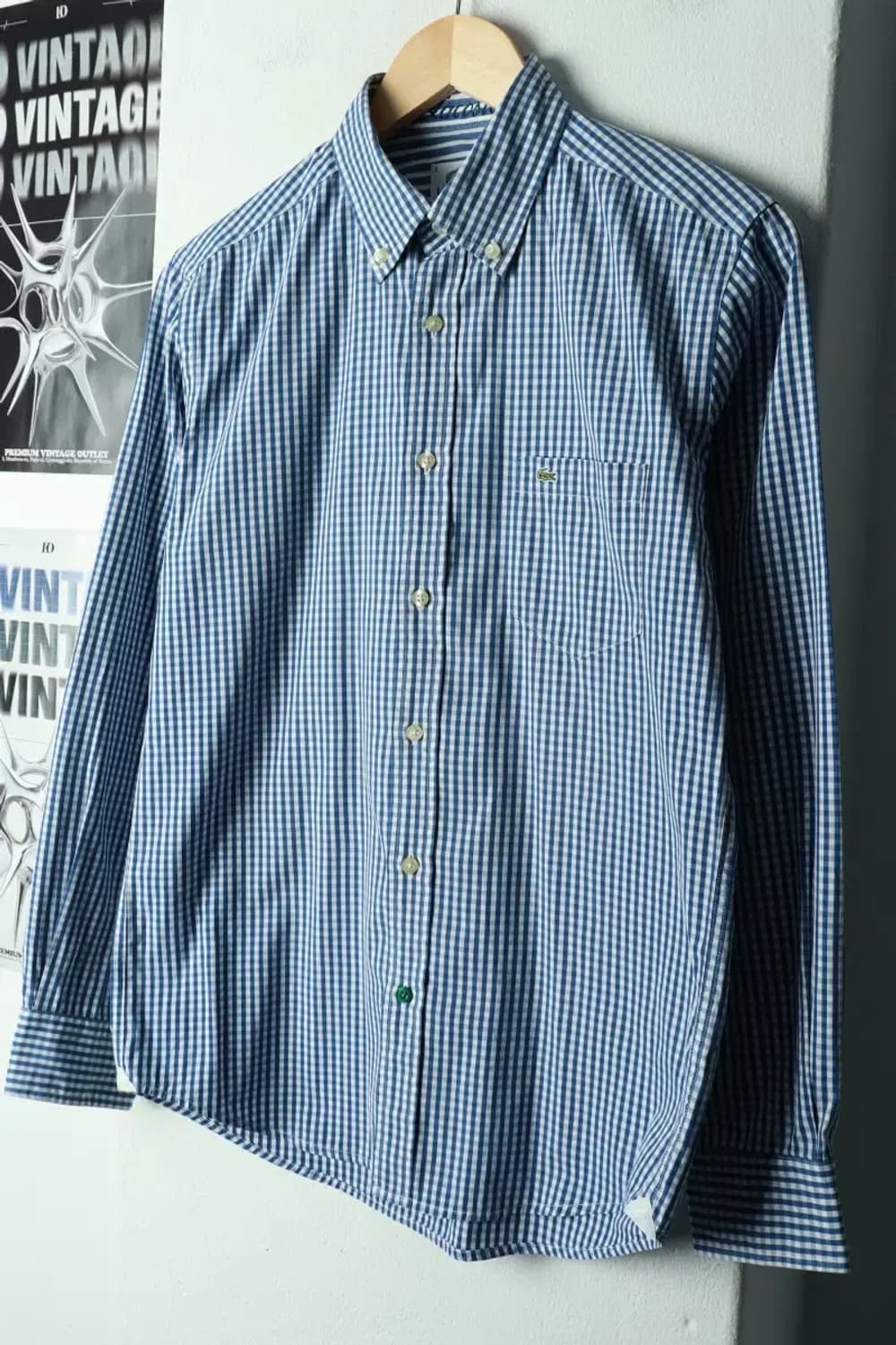W(M) 라코스테 셔츠 남방 체크 블루 아메카지-16982 상품이미지1