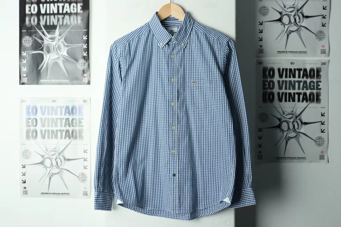 W(M) 라코스테 셔츠 남방 체크 블루 아메카지-16982 상품이미지2