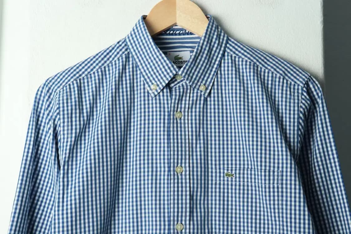 W(M) 라코스테 셔츠 남방 체크 블루 아메카지-16982 상품이미지3