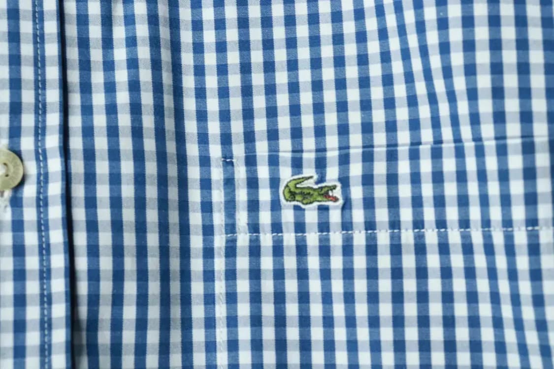 W(M) 라코스테 셔츠 남방 체크 블루 아메카지-16982 상품이미지5